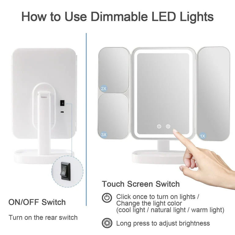 Tri-Fold LED Vanity Mirror