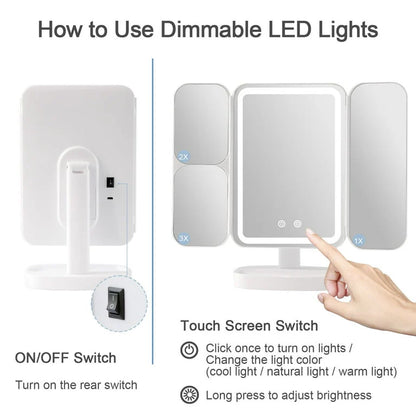 Tri-Fold LED Vanity Mirror