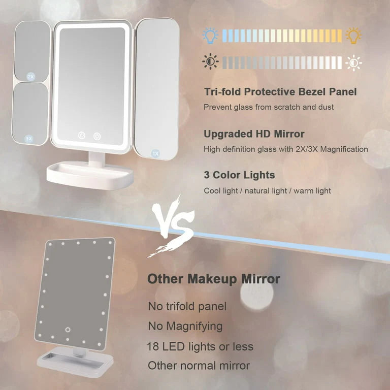Tri-Fold LED Vanity Mirror