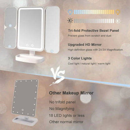 Tri-Fold LED Vanity Mirror