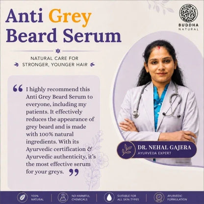 Anti Grey Beard Serum Oil - 100% Ayush Certified - For Premature Greying and Restore Natural Beard Color