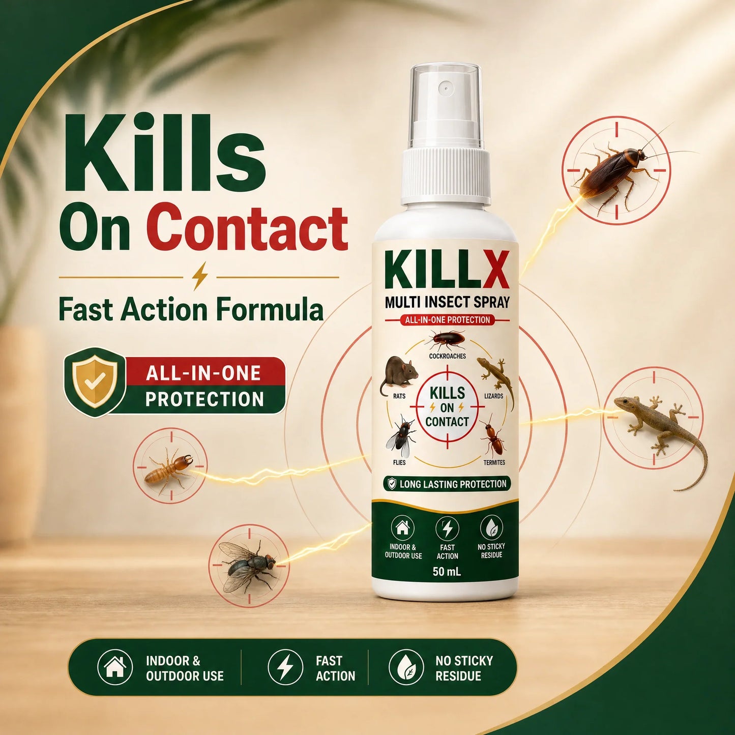 🛡️ KILLX Multi Insect Spray | Quick Spray, Long-Lasting Protection : Buy 1 Get 2 Free