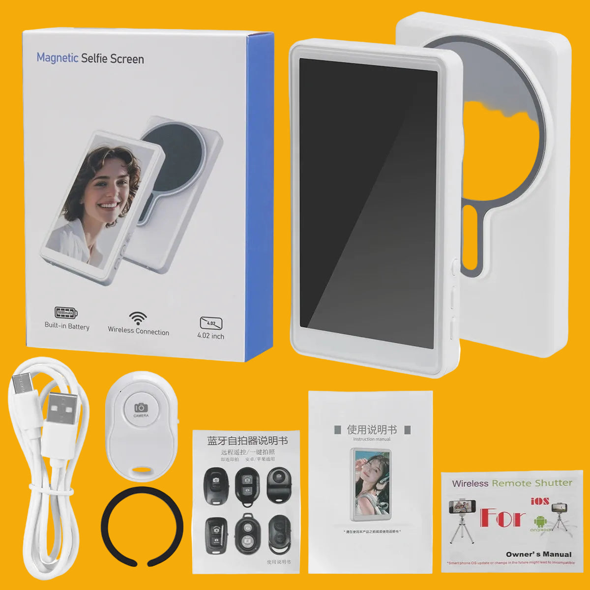 📱 Wireless Magnetic Selfie Screen – See Yourself. Shoot Like a Pro